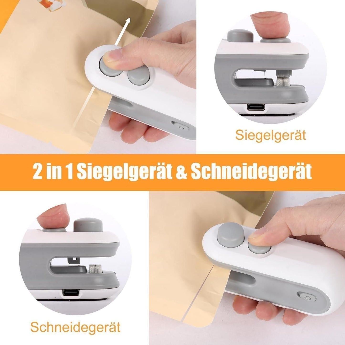 Mini USB Rechargeable Bag Sealer with Cutter"