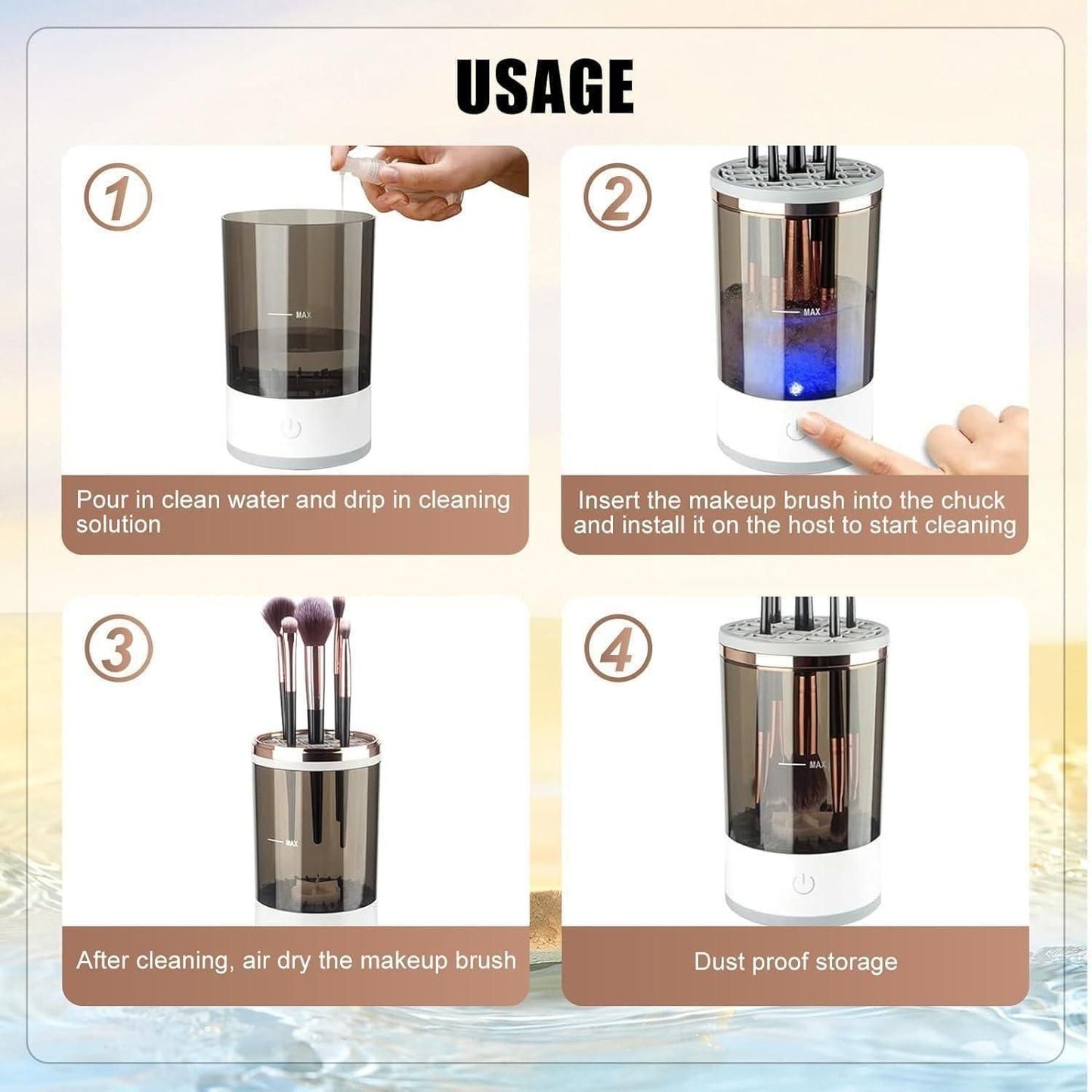 "SpinGlam™ Automatic Makeup Brush Cleaner &amp; Dryer – USB Rechargeable"