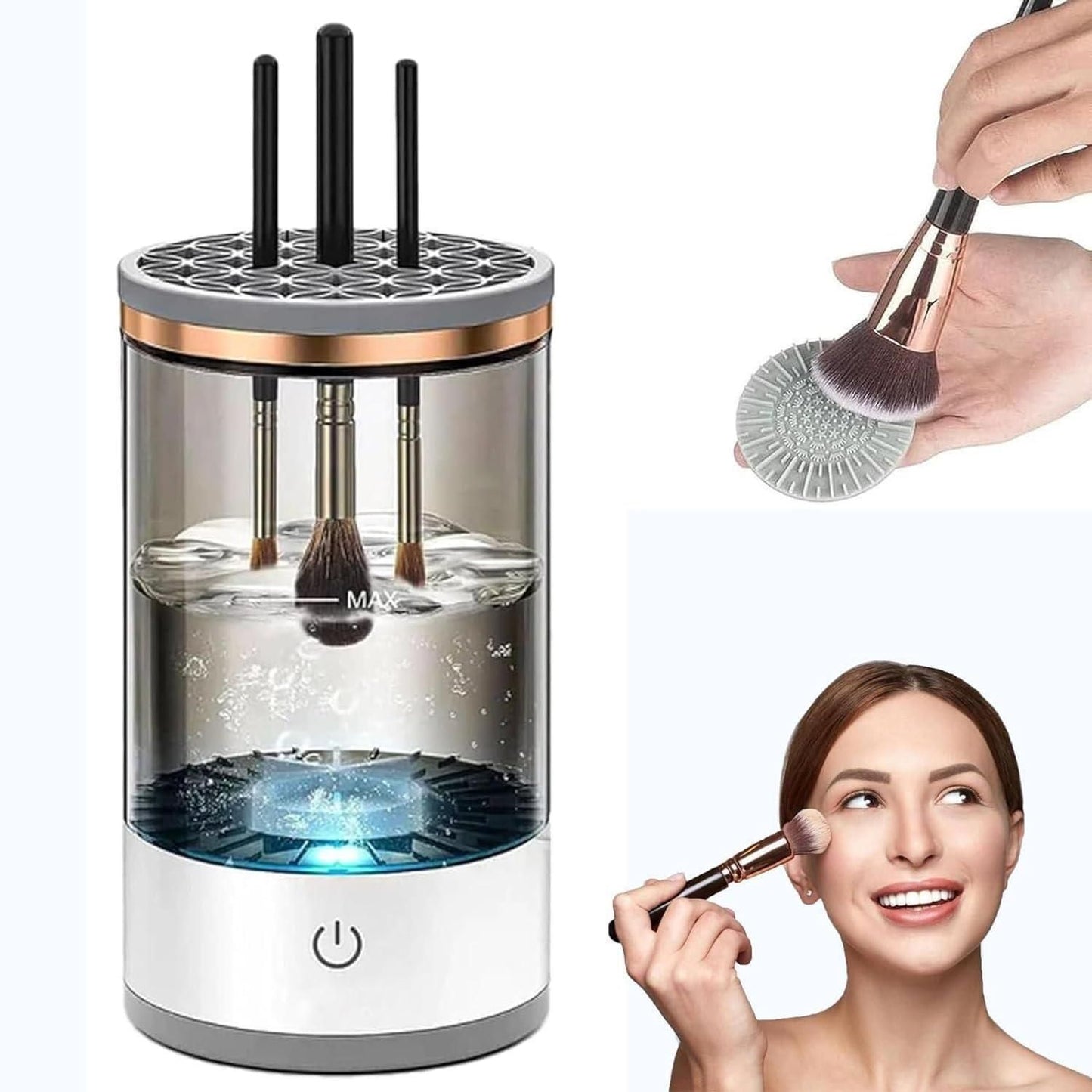 "SpinGlam™ Automatic Makeup Brush Cleaner &amp; Dryer – USB Rechargeable"